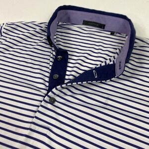 Greyson Polo Shirt Mens Large Blue White Stripe Golf Performance Eagle Creek